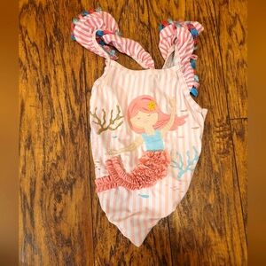 💥3/$24Mudpie Pink Mermaid Applique Ruffle‎ Swimsuit